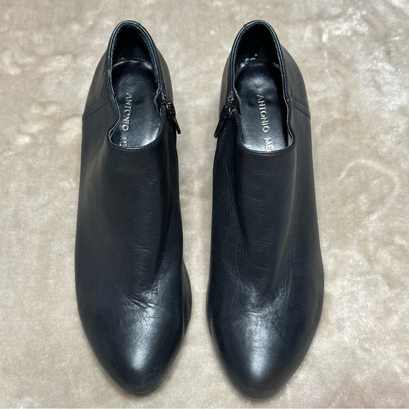 Antonio Melani Black Leather Heeled Booties Size 9 Noleta 3" Heel Ankle Boots - Picture 6 of 16